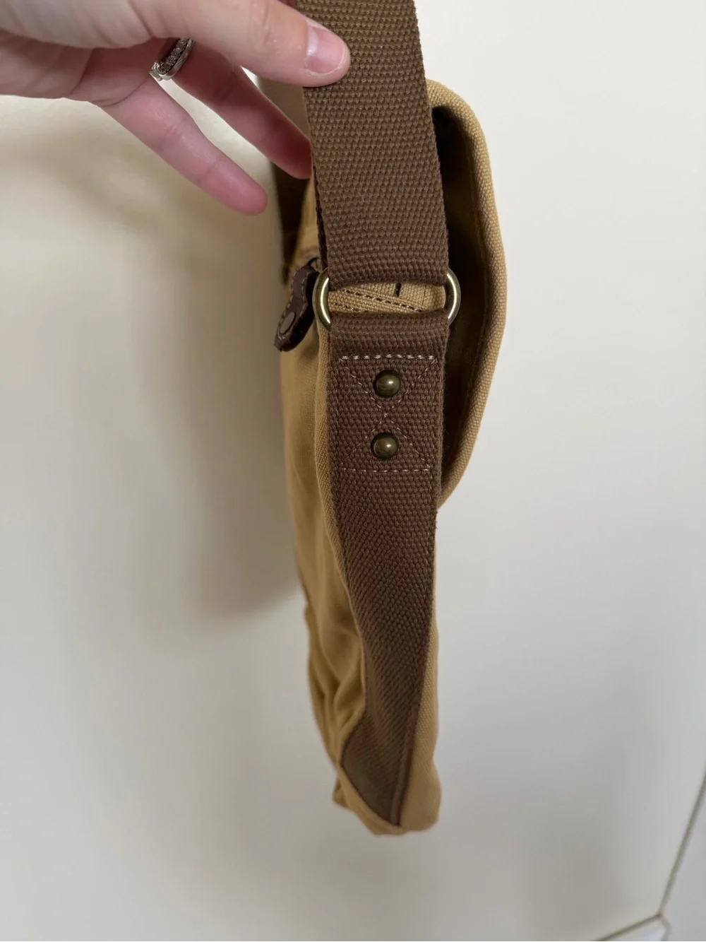 GOOTIUM Khaki Tan Canvas Leather Satchel Crossbody